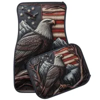 Eagle Emblem With American Flag Design Car Floor Mat