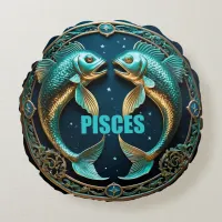 Pisces Astrology Sign Round Pillow