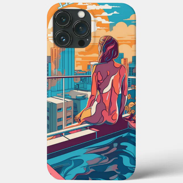 Miami Brickell Woman on a Rooftop Hottub iPhone 13 Pro Max Case