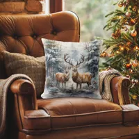 Reindeer in Winter Wonderland Throw Pillow