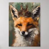 Beautiful Fairytale Red Fox in a Crown Poster