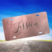 Faux Shiny Rose Gold Brushed Metal Foil License Plate