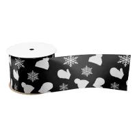 Christmas Mittens, Winter Hats and Snowflakes Satin Ribbon