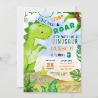 Green Watercolor Dinosaur Birthday Party Invitation