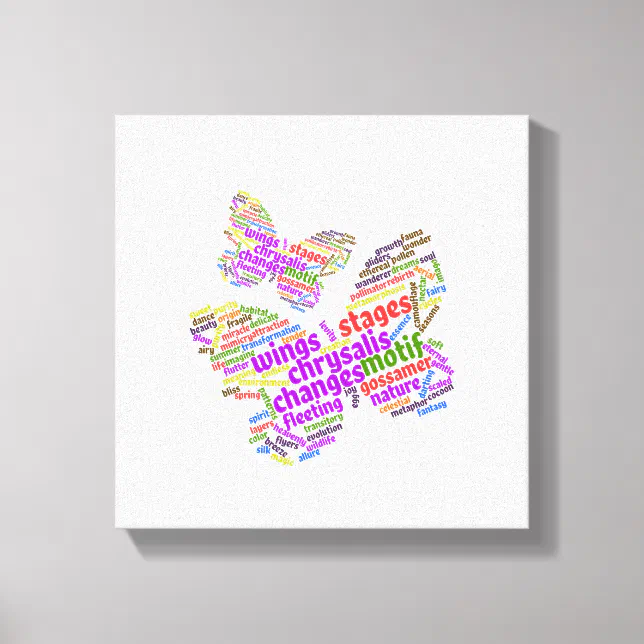 Inspirational Elegant Butterfly Tag Cloud Canvas Print