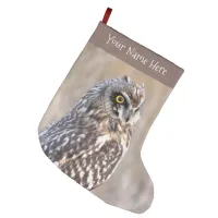 Portrait of a Short-Eared Owl in the Marshes Large Christmas Stocking