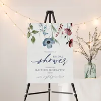 Bridal Shower Welcome Sign Dusty Blue Wildflowers