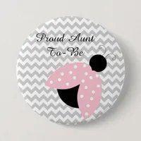 "Proud Aunt to be" Pink Ladybug Baby Shower Button