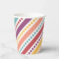 Rainbow Dots & Stripes Birthday Paper cup