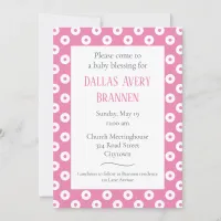 Fun & Playful Pink Polka-Dot Baby Blessing Invita Invitation