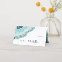 Agate Geode Glitter Wedding Table Teal ID647 Place Card