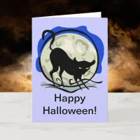 Black Cat and Full Moon Card