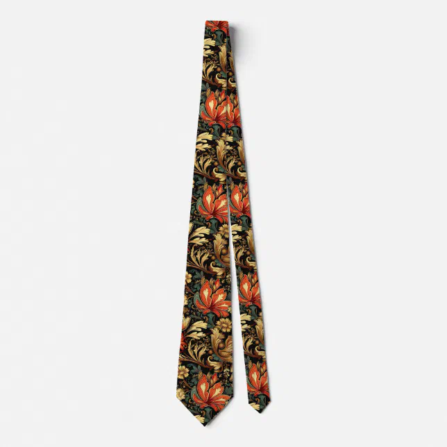 Medieval Vintage Elegance Floral Pattern  Neck Tie