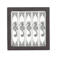 Black and White Seahorse - Graphic Illustration Gift Box