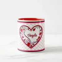 Red Heart i love u i love u  Two-Tone Coffee Mug