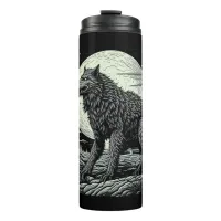 Vintage Werewolf in front of the Full Moon Thermal Tumbler