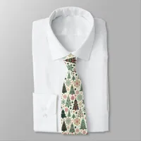 Whimsical Scandi Christmas Trees Snowflakes  Neck Tie