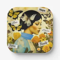 Vintage Lady, Butterflies, Flowers and Inspiring Paper Plates