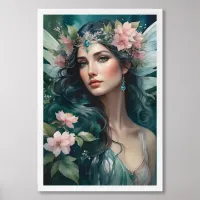 Ethereal Fairy with Pink Flowers Framed Art