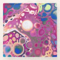 Purple, blue and pink Digital Modern Abstract   Glass Coaster