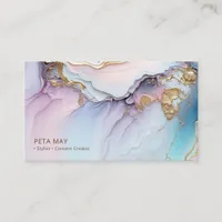 Elegant Chic Gold & Purple Abstract Watercolour QR Business Card