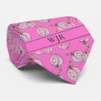 Novelty Peaches Summer Bold Modern Initials Fun  Neck Tie