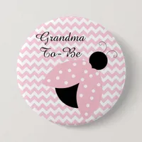 "Grandma To Be" Pink Ladybug Baby Shower Button