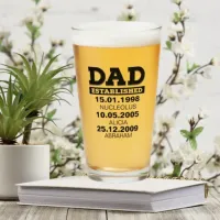 Etched Beer Glass for Dad with Kids Names