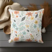 Summer Wildflowers & Swirls ID1064 Throw Pillow