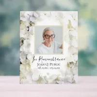 White Hydrangea Watercolor Celebration of Life Acrylic Sign