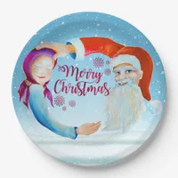 Hand-painted Watercolor Magical Santa Claus Paper Plates