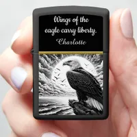 Majestic eagle perched by the sea at sunrise zippo lighter