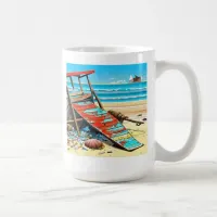 Abandoned Beach Deserted Boat AI Generated Art Coffee Mug