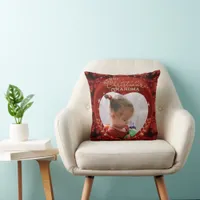 Adorable Christmas Grandma Red Photo Throw Pillow