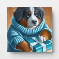 Bernese Mountain Dog With Holiday Present Plaque