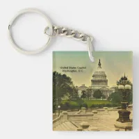 United States Capitol from Library Steps Date 1898 Keychain