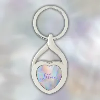 Monogram Name in Blue on Mother Of Pearl |  Keychain