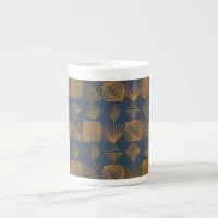 Bold Caribbean Tribal Mudcloth: Navy Blue, Gold Bone China Mug