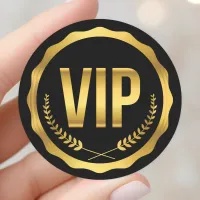 Gold and Black Laurel VIP Party Pass Classic Round Sticker