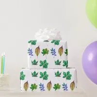 Green and Blue Watercolor Leaves Wrapping Paper