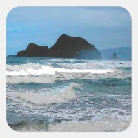 Hawaiian Coast Blue Sky Square Sticker