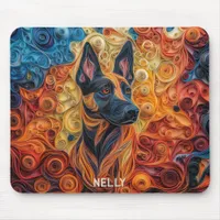 Colorful Belgian Malinois Paper Quilling Portrait Mouse Pad