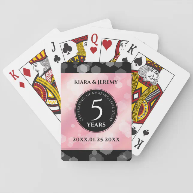 Elegant 5th Rose Quartz Wedding Anniversary Poker Cards