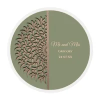 Elegant Modern Sage green & gold classic Edible Frosting Rounds