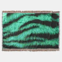 Green neon tiger stripes throw blanket