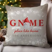 Gnome Place Like Home Personalized Family Throw Pillow