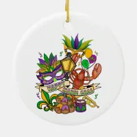 Happy Mardi Gras Ceramic Ornament