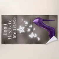 Purple Glitter High Heel Shoe on Gray | Beach Towel