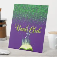 Green Glitter on Purple - Book Club | Pedestal Sign