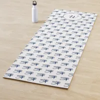 Spiritual Eye of Horus Blue White Patterned Yoga Mat